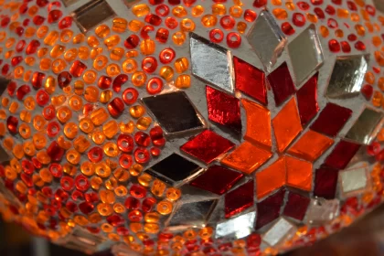 Intricate Mosaic Glass Plate Artwork