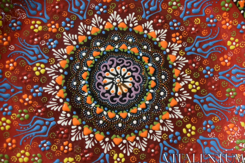 Colorful Mandala Textiles Display with Whimsical Ceramics Free Stock Photo