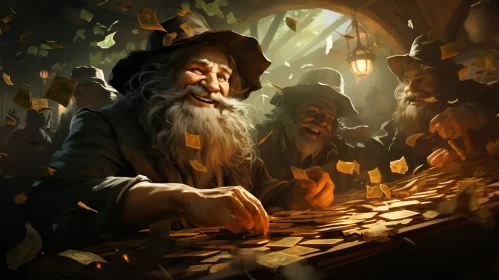 The Wizard's Treasure: A Magical Tale of Gold and Enchantment AI Image