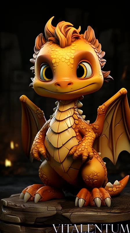 Charming 3D Portrayal of an Orange Dragon: Unreal Engine Art AI Image