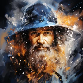 Wizard Portrait in Flame Background: Adventure Awaits AI Image