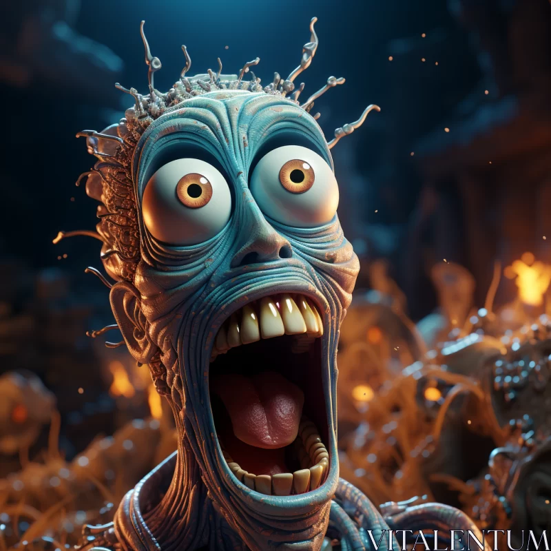 Surrealistic Animated Zombie: A Chilling Terrorwave AI Image