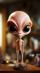 Alien Figure: Pop Culture Caricature in Soft Focus AI Image