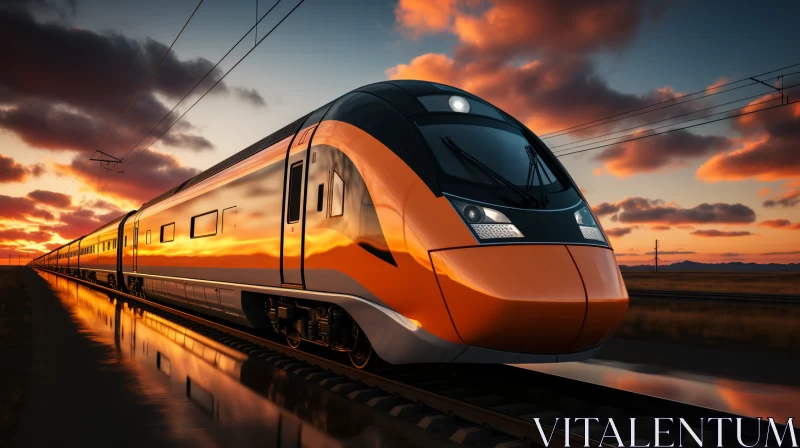 Futuristic Train at Sunset - Artistic Rendering AI Image