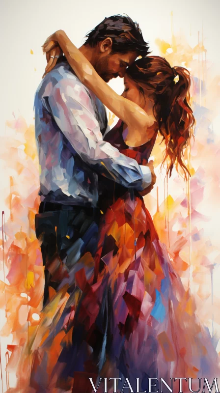 Romantic Dance: An Abstract Color Splash Painting AI Image