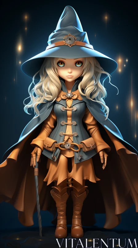 Intricate Anime-Styled Witch Character Art AI Image