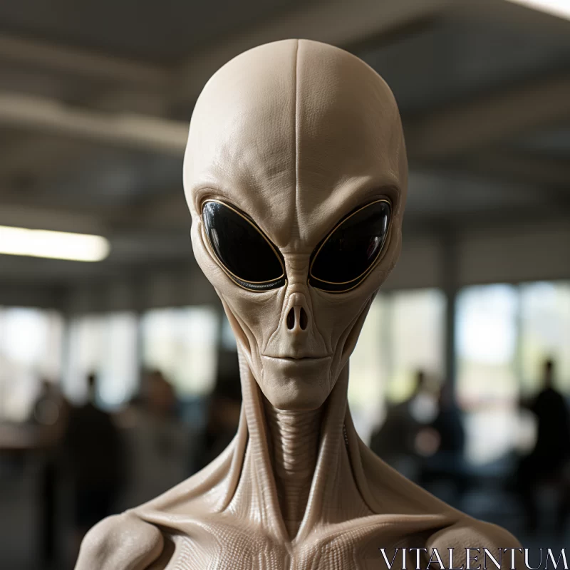 Intricate Alien Model and UFO Scene AI Image