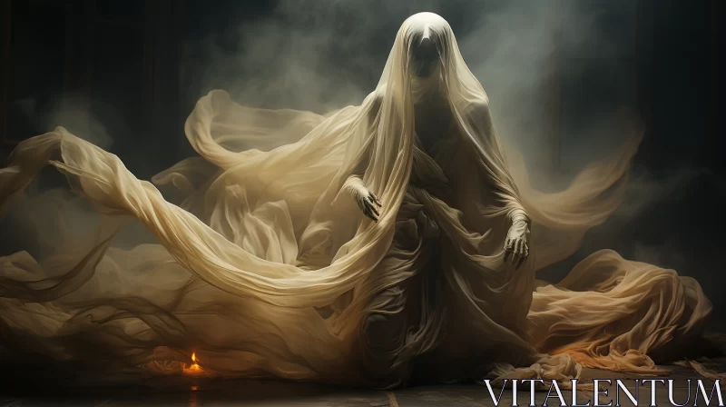 Mysterious Ghost in Veil: A Masterpiece of Fantasy Art AI Image
