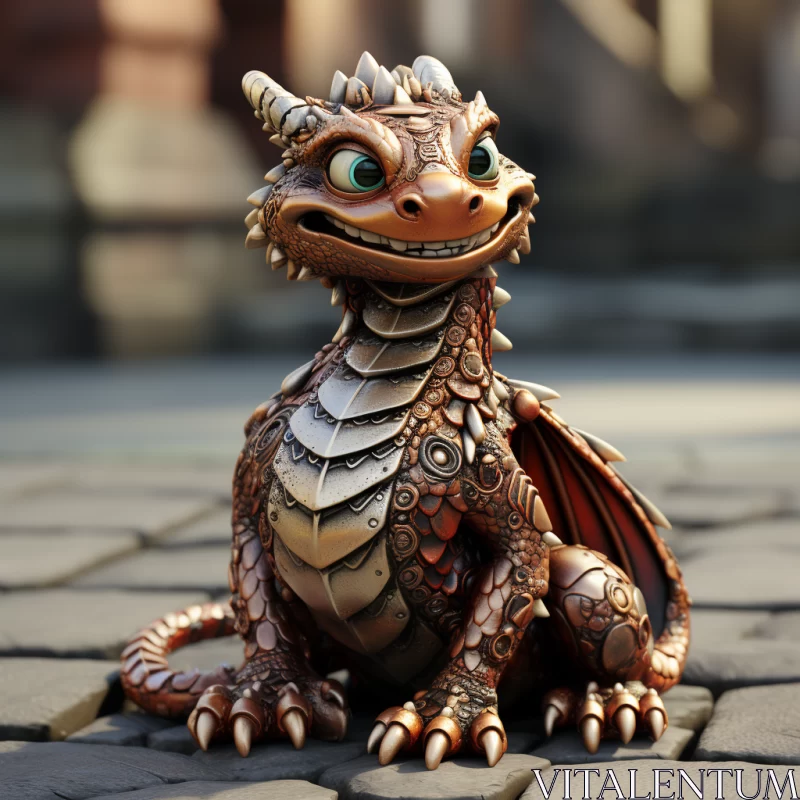 Bronze Dragon: A Cartoonish Display of Intricate Storytelling AI Image
