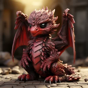 Charming Red Dragon Figurine in Bold Saturation AI Image