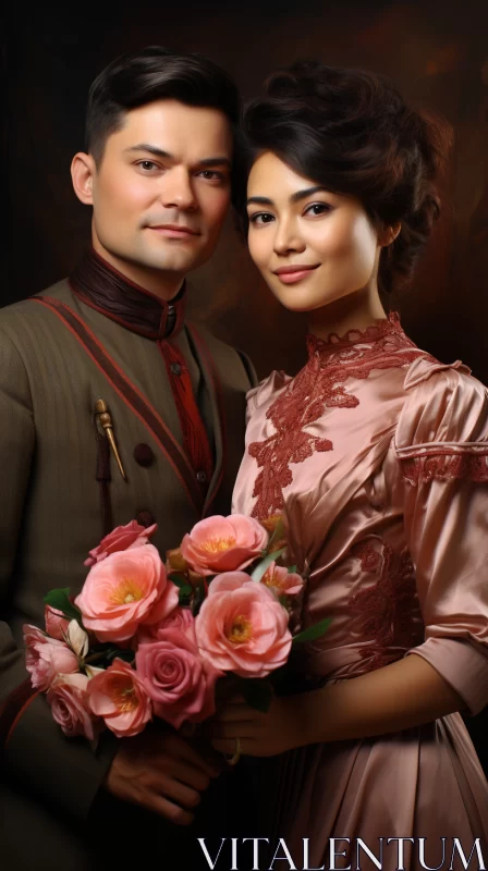 Edwardian Beauty in Traditional Portraiture: A Timeless Historical Drama AI Image