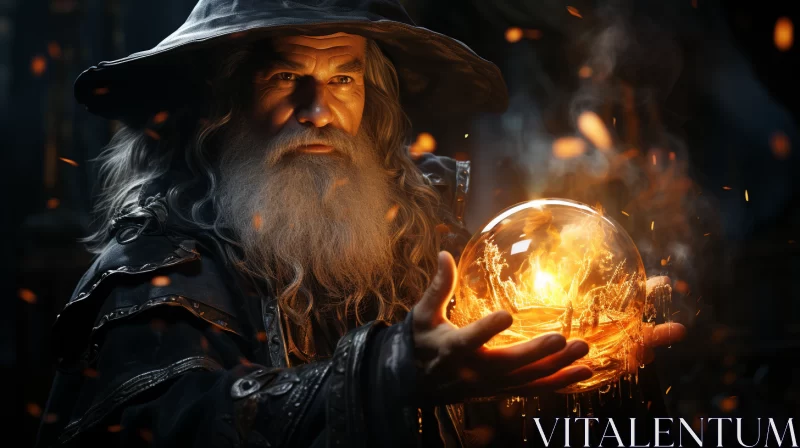Wizard Character from The Hobbit with Burning Crystal - A Cryengine Style Portrayal AI Image