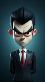Emotive Portraits: Realistic Cartoon Character in Suit AI Image