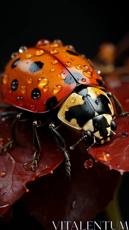 AI ART Ladybug in a Golden Light - A Study in Photo-realistic Animalier Art