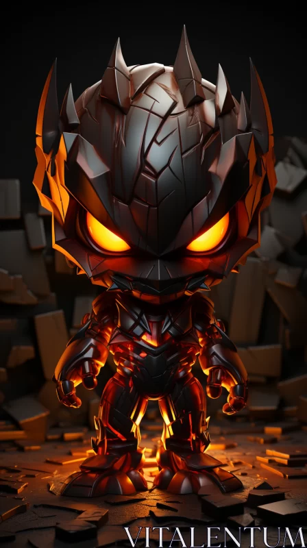 Abstract Superhero: Burned Funko Pop Figure with Orange Glow AI Image