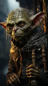 Enthralling Yoda Character Art in a Forest Setting AI Image