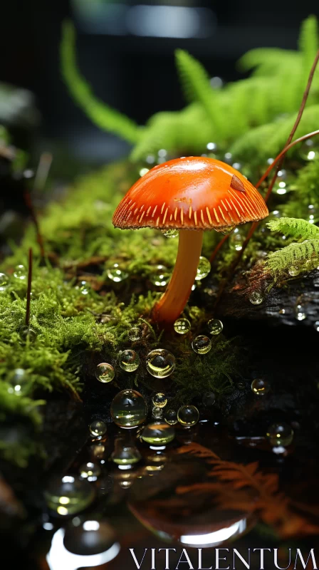 Mystical Waterfall Mushroom in National Geographic Style AI Image