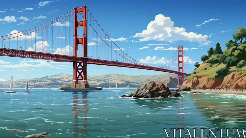 AI ART Golden Gate Bridge: A Cartoon Realism Illustration