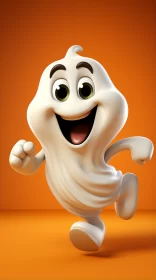 Animated Ghost in Cartoon Realism - Halloween Joy AI Image