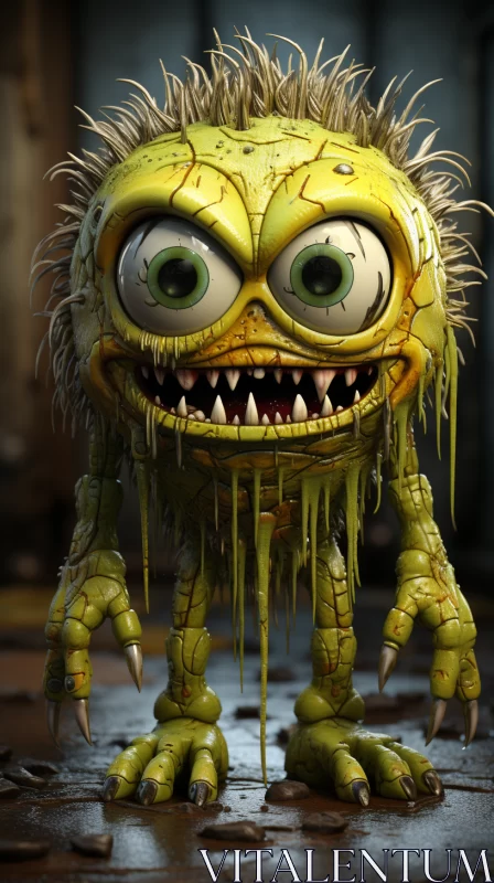 AI ART Comic Book Monster Rendered in Unreal Engine - Yellow & Green