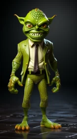 Green Action Figure in Business Suit: A Playful Caricature AI Image