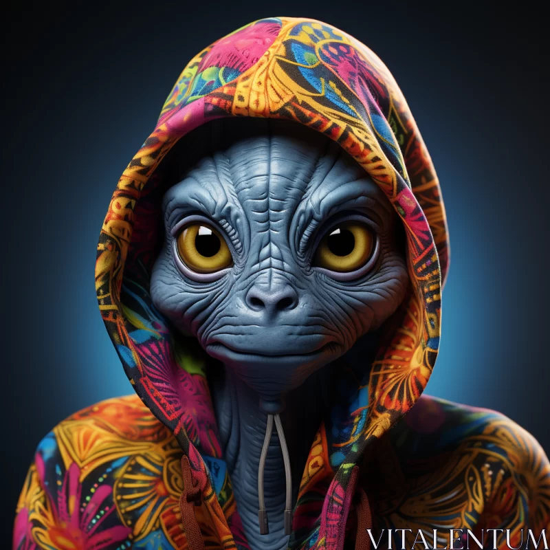 Alien Portrait in Realistic Style: Charming Character Design AI Image