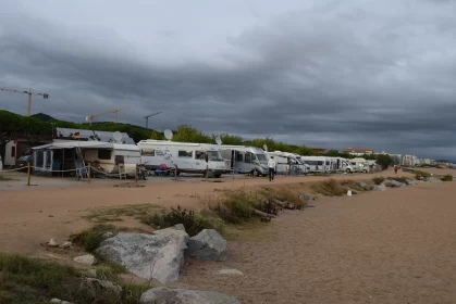 Atmospheric Seascape Style Landscape with Parked RVs