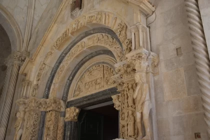 Intricate Stone Carvings and Sculptures on Church Doors