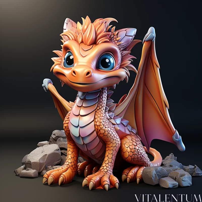 Playful Cartoon Dragon with Photorealistic Details AI Image