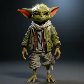 Child Yoda: A Surrealistic 3D Model in Realistic Design AI Image