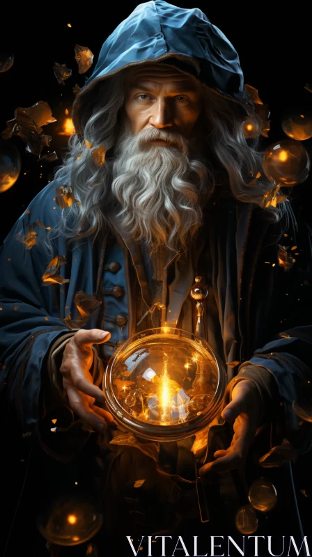 AI ART Gnome Wizard with Golden Bowl - A Blend of Fantasy and Realism