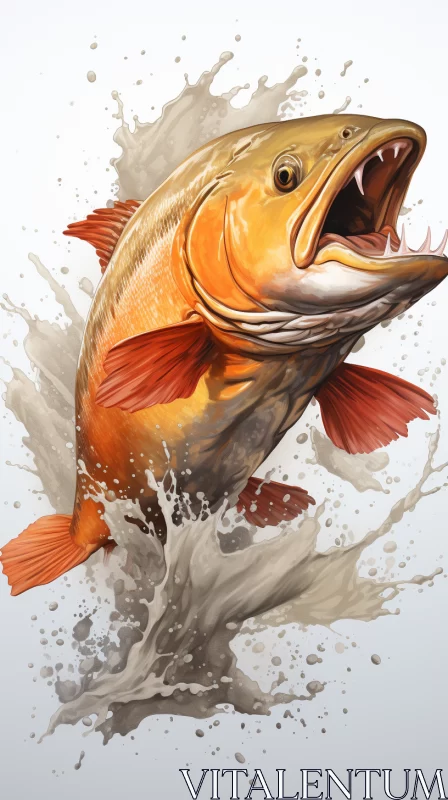 Vivid Illustration of Animated Orange Bass Fish AI Image