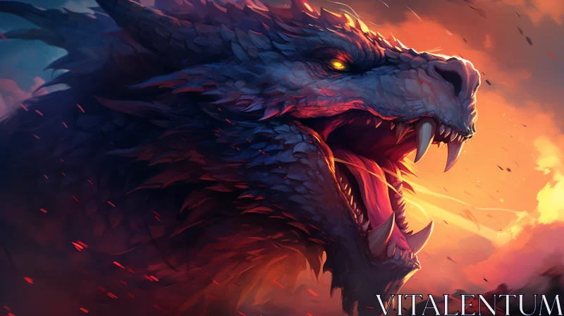 Intricate Dragon Head Illustration in Game Art Style AI Image