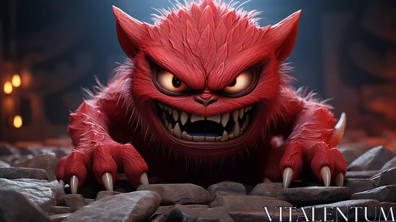 Red Furry Demon: A Photorealistic Animated Still Life AI Image