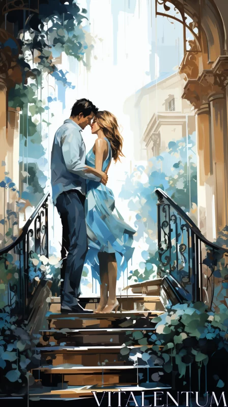 Romantic Couple in Digital Painting - Spontaneous and Charming AI Image