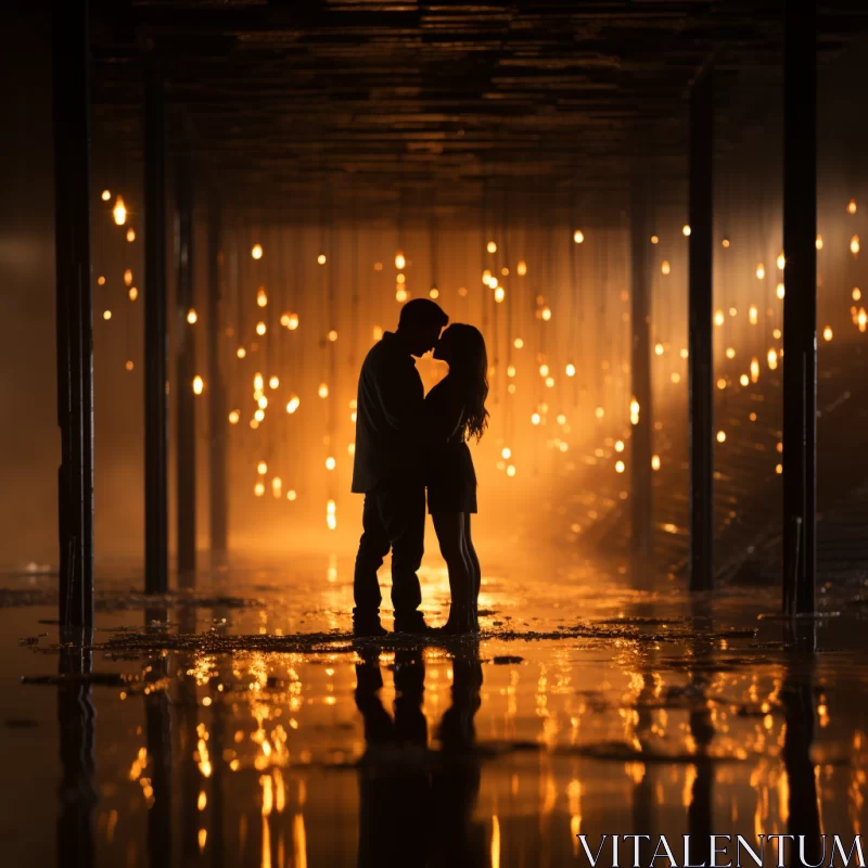 Romantic Couple in Golden Light - Industrial Magic Art AI Image