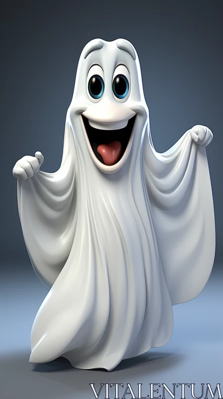 AI ART Smiling Cartoon Ghost - A Halloween Delight