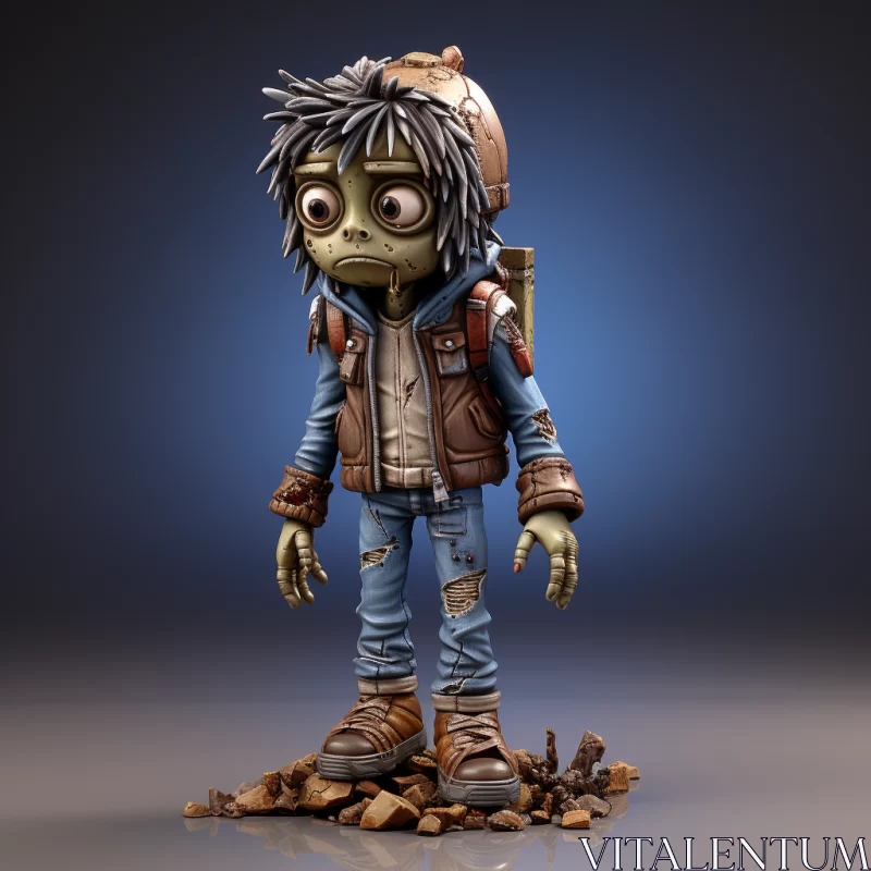 Zombie Figure with Cartoonish Innocence and Detailed Sculpting AI Image