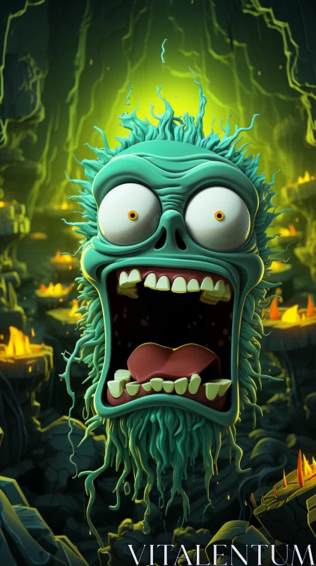 Green Monster in 2D Game Art - Kombuchapunk Style AI Image