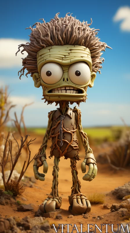 AI ART Sci-Fi Cartoon Zombie Crafted from Vines