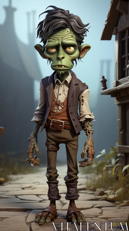 Steampunk Goblin Figure: A Playful and Realistic Rendering AI Image
