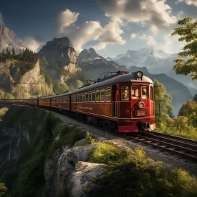Fantasy Train Journey: Nature-Inspired Art Nouveau AI Image