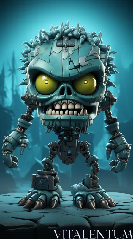 AI ART Zombie-Inspired Robot in 2D Game Art and Baroque Sculptor Style