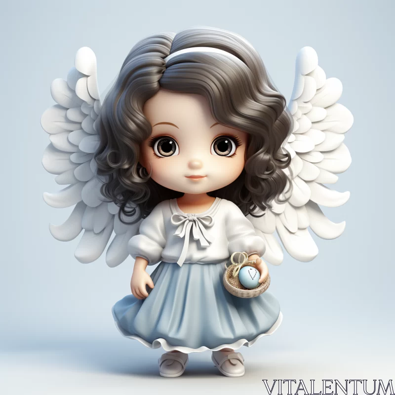 Adorable 3D Render of a Baby Angel Girl with Wings AI Image