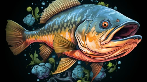 Fish Mural Illustration: A Contest Winner's Masterpiece AI Image