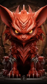 Manticore in Red - Intricate Digital Art Illustration AI Image