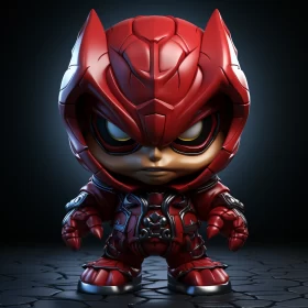 Red Avenger Toy in Cartoonish Style with Wildlife Backdrop AI Image