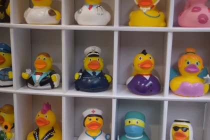 Colorful Rubber Duck Display - A Charming Spectacle Free Stock Photo