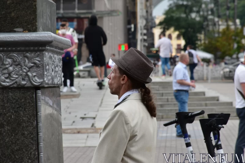 PHOTO Old Hat on Man - A Nostalgic Streetscape