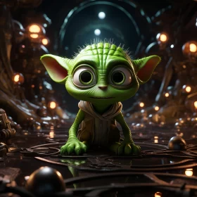 Baby Yoda in Cyber Punk Surrealism Style AI Image